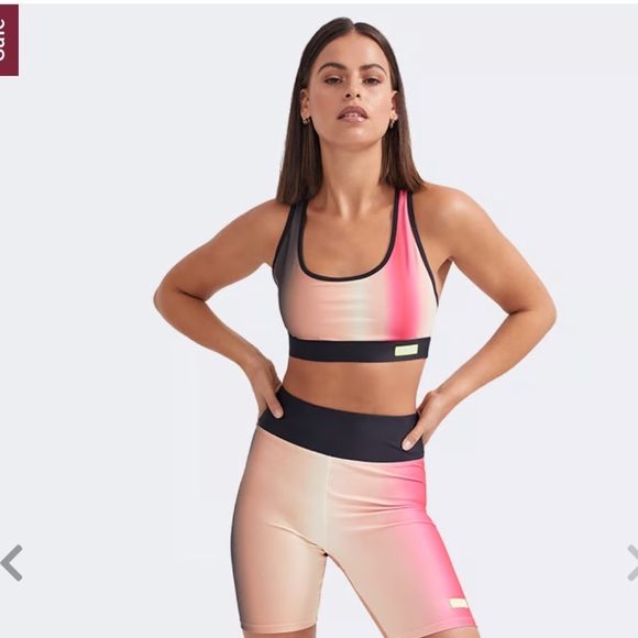 P.E NATION Momentum Sports Bra Pink Ombré Size Small Racer Back Scoop Neck - Picture 4 of 9